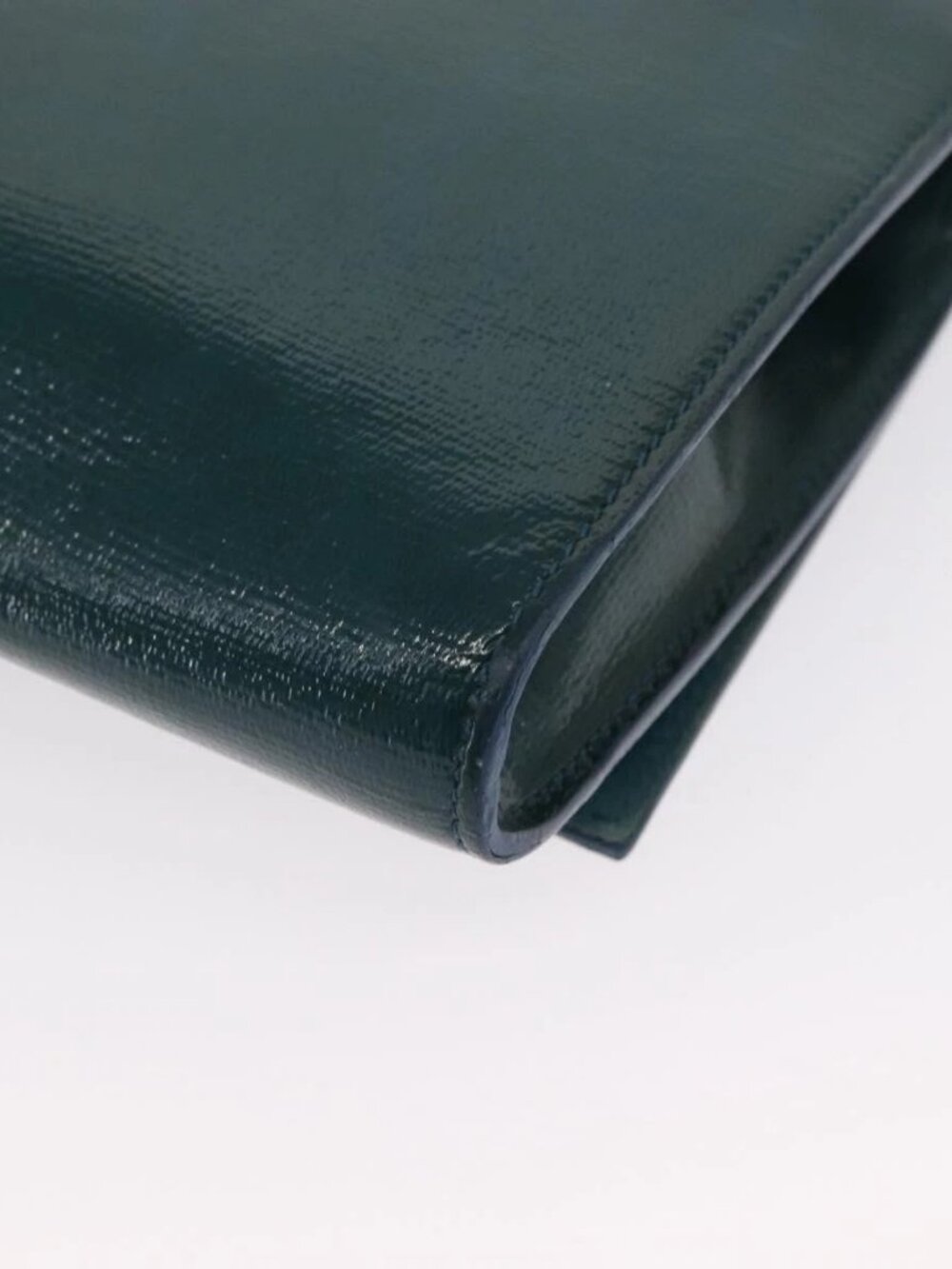SAINT LAURENT Y Line Clutch Bag Patent leather Green Gold Auth 163062 - Picture 4 of 16